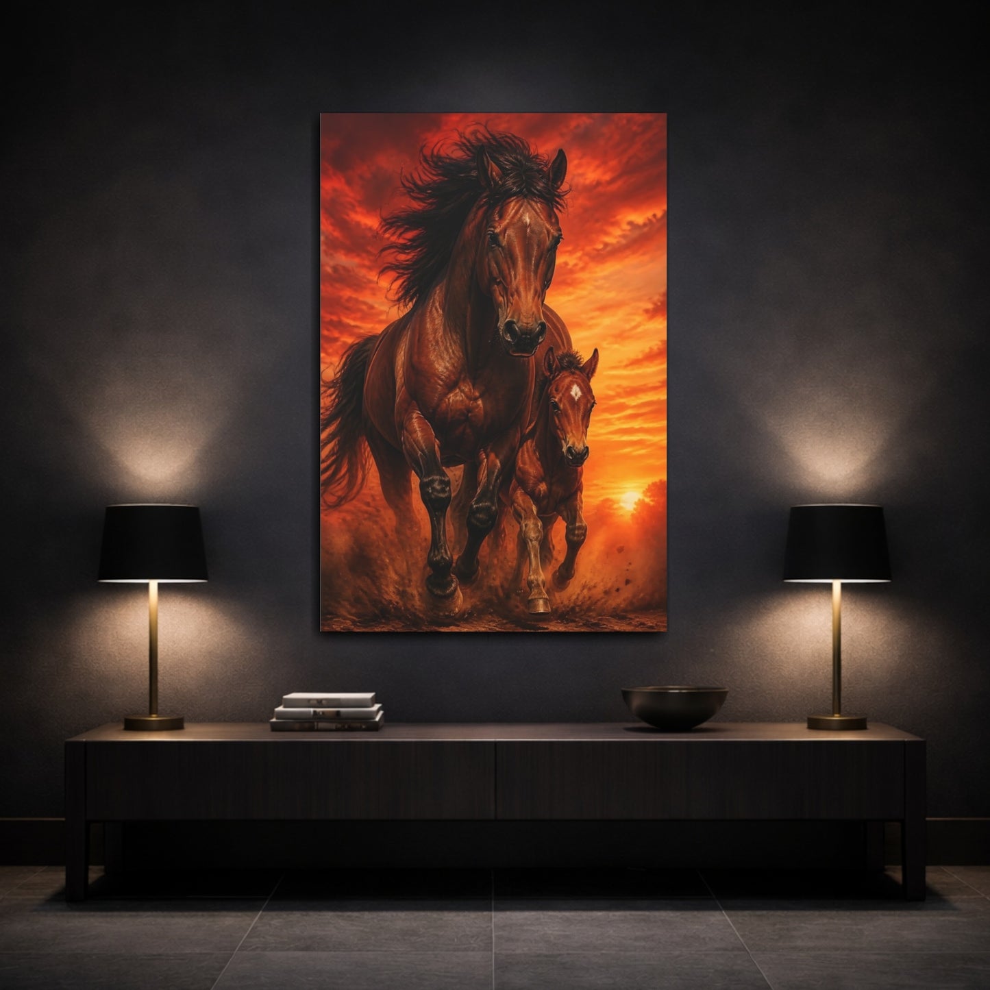 Mockup 3. Galloping Horse Animals shown as canvas print