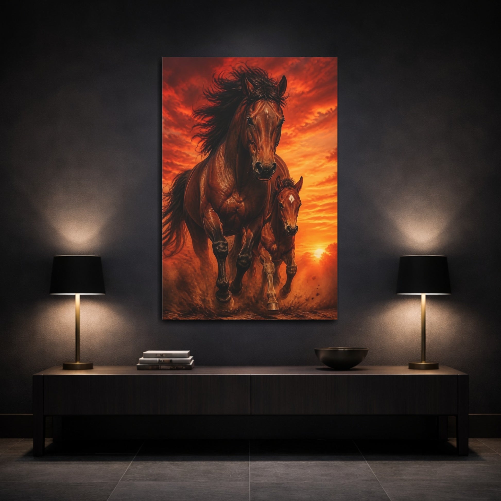 Mockup 3. Galloping Horse Animals shown as canvas print