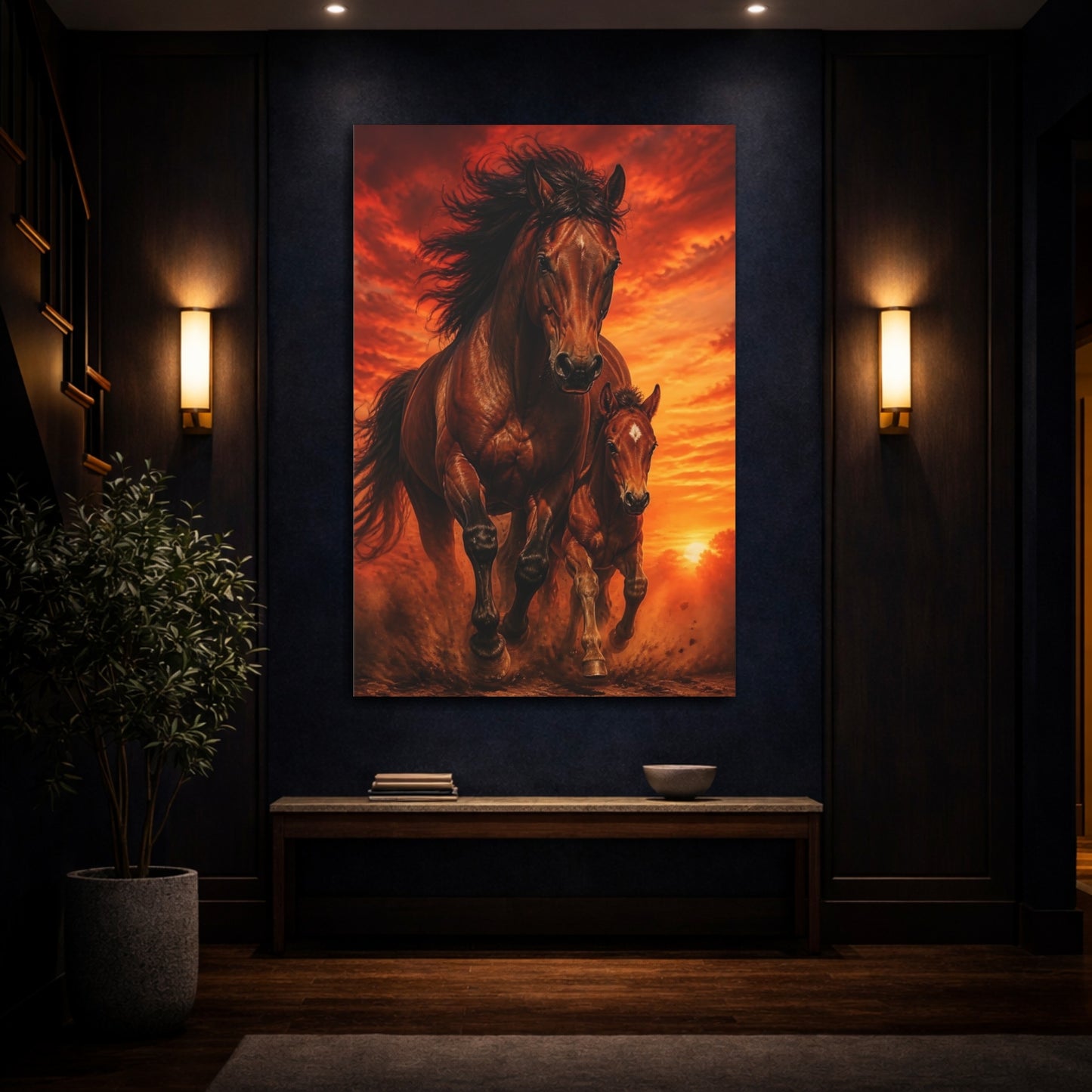Mockup 4. Galloping Horse Animals shown as canvas print