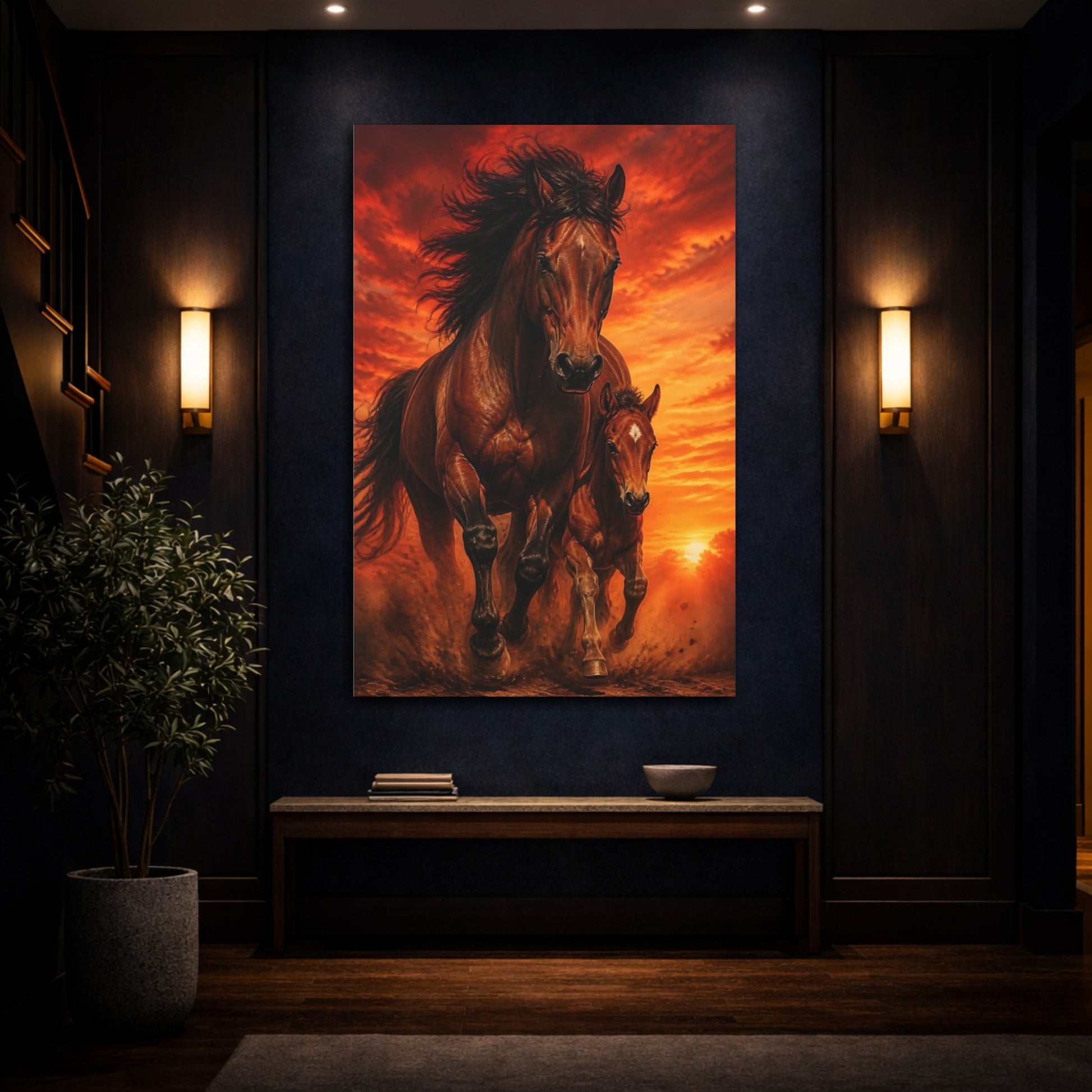 Mockup 4. Galloping Horse Animals shown as canvas print