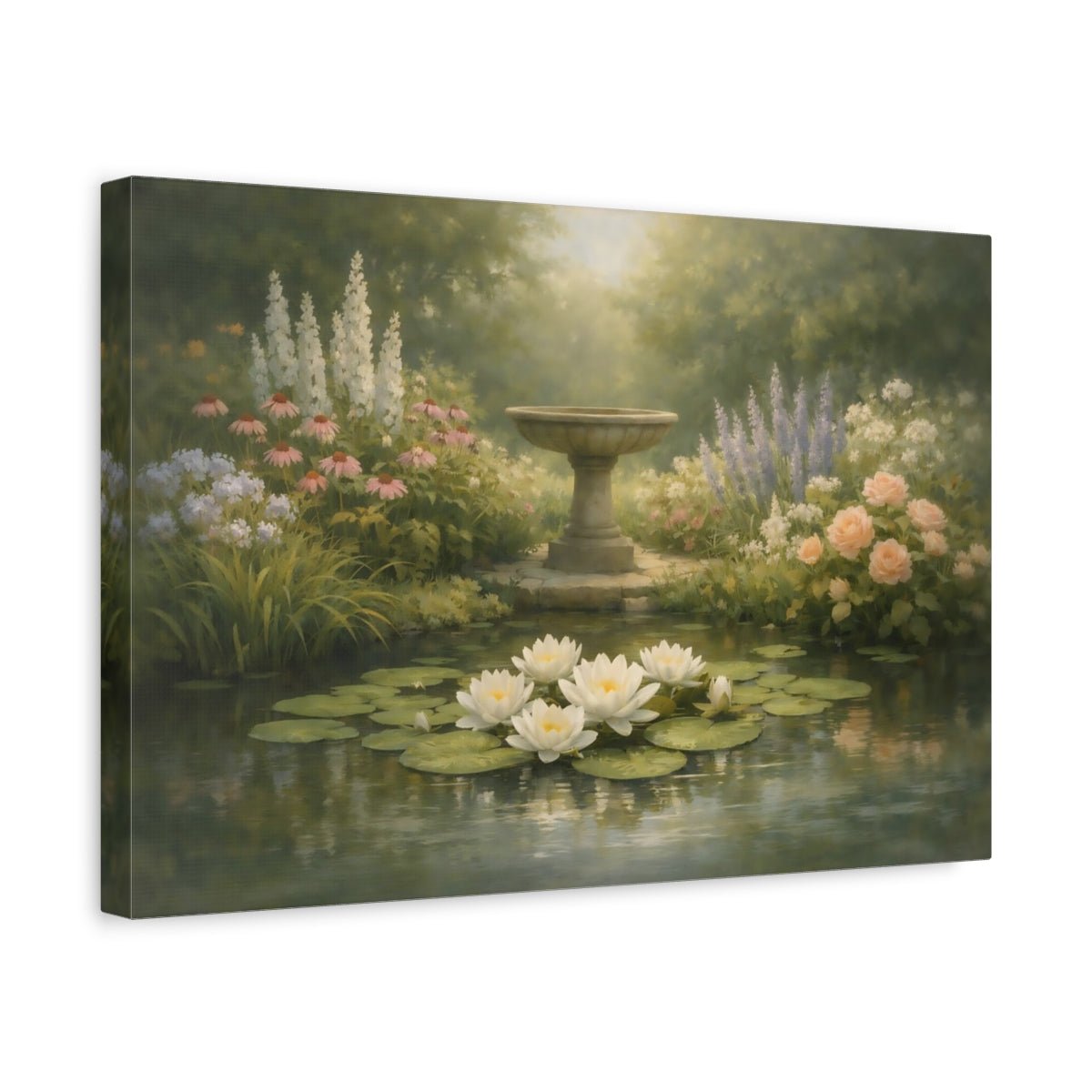 Garden Botanical Water Lilies Nature - Canvas Wall Art Print - YesArtYes