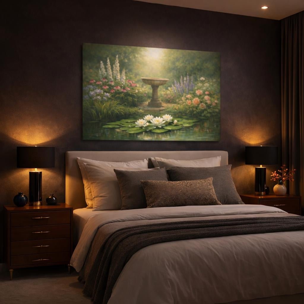 Garden Botanical Water Lilies Nature - Canvas Wall Art Print - YesArtYes
