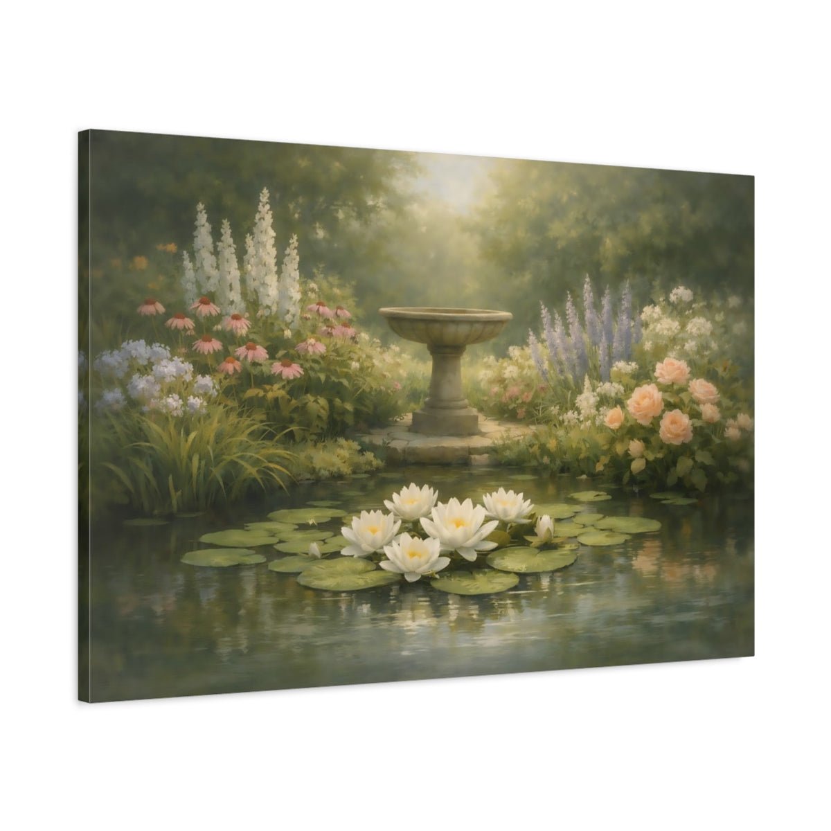 Garden Botanical Water Lilies Nature - Canvas Wall Art Print - YesArtYes