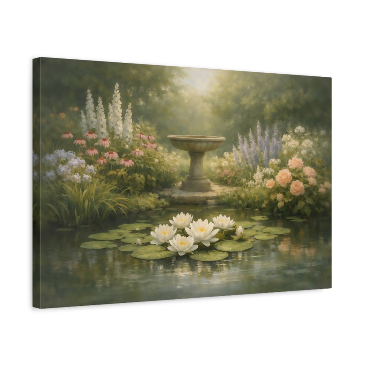 Garden Botanical Water Lilies Nature - Canvas Wall Art Print - YesArtYes