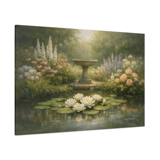 Garden Botanical Water Lilies Nature - Canvas Wall Art Print - YesArtYes