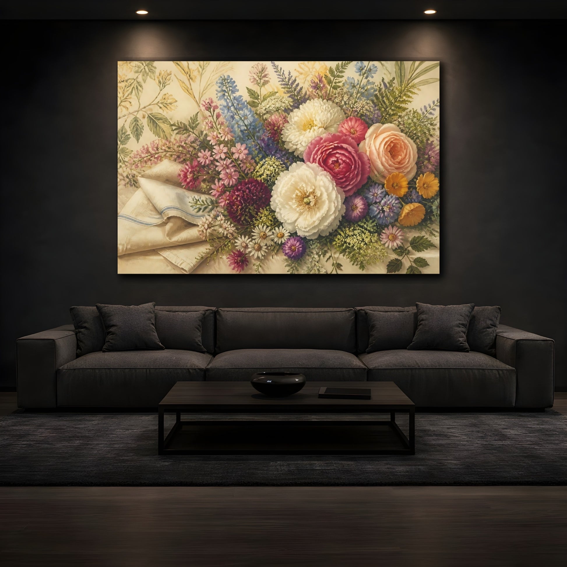 Mockup 3. Garden Bouquet With Linen shown as canvas print