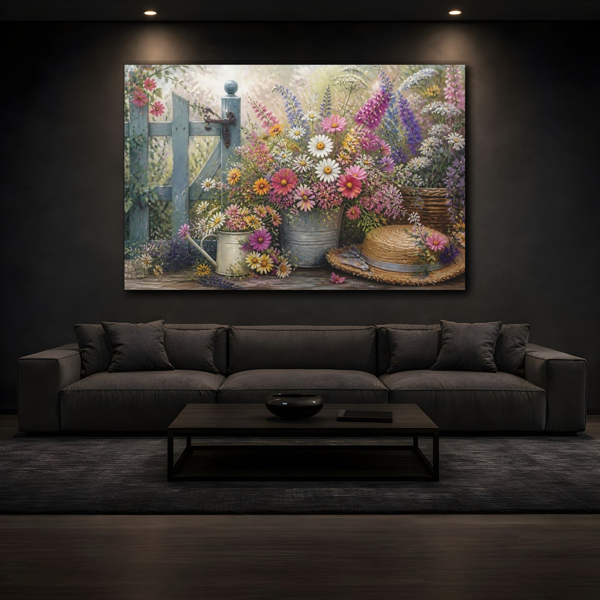 Mockup 3. Garden Gate Wildflowers shown as canvas print