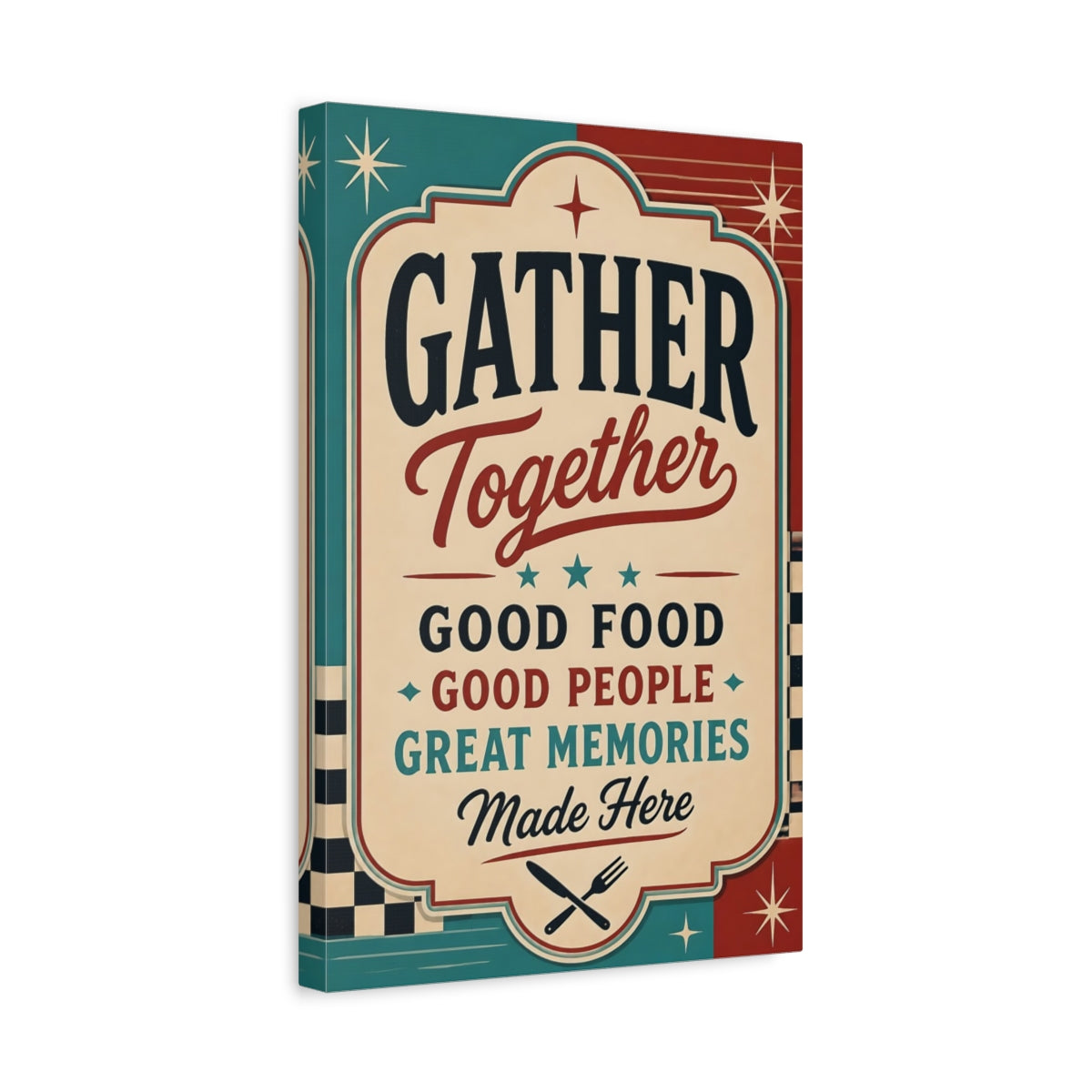 Side Mockup 4. Gather Together Quotes Sign shown as canvas print