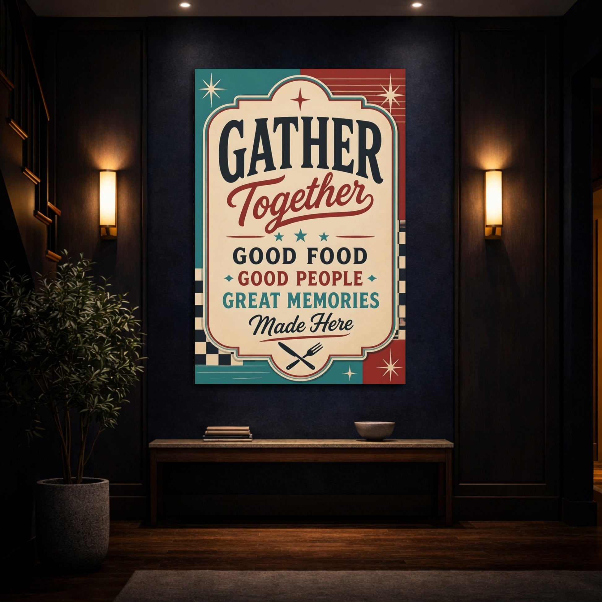 Mockup 4. Gather Together Quotes Sign shown as canvas print