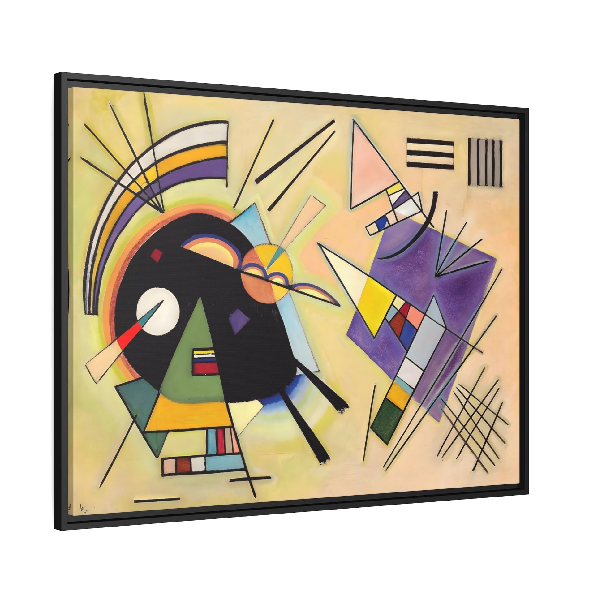 Geometric Abstract Canvas Print Black and Violet - Framed Kandinsky Wall Art Decoration Prints