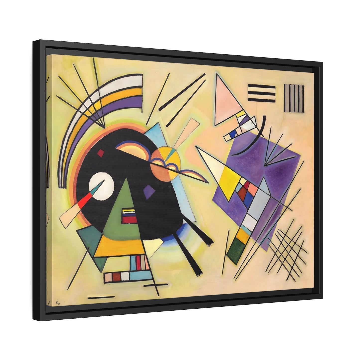 Geometric Abstract Canvas Print Black and Violet - Framed Kandinsky Wall Art Decoration Prints