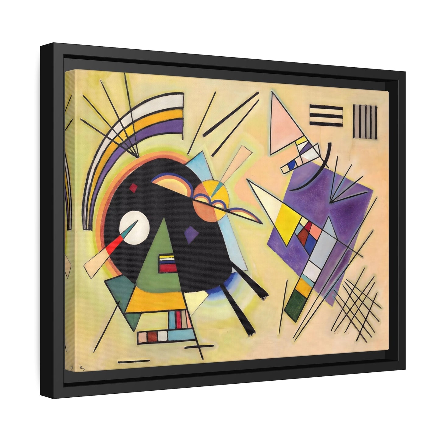 Geometric Abstract Canvas Print Black and Violet - Framed Kandinsky Wall Art Decoration Prints