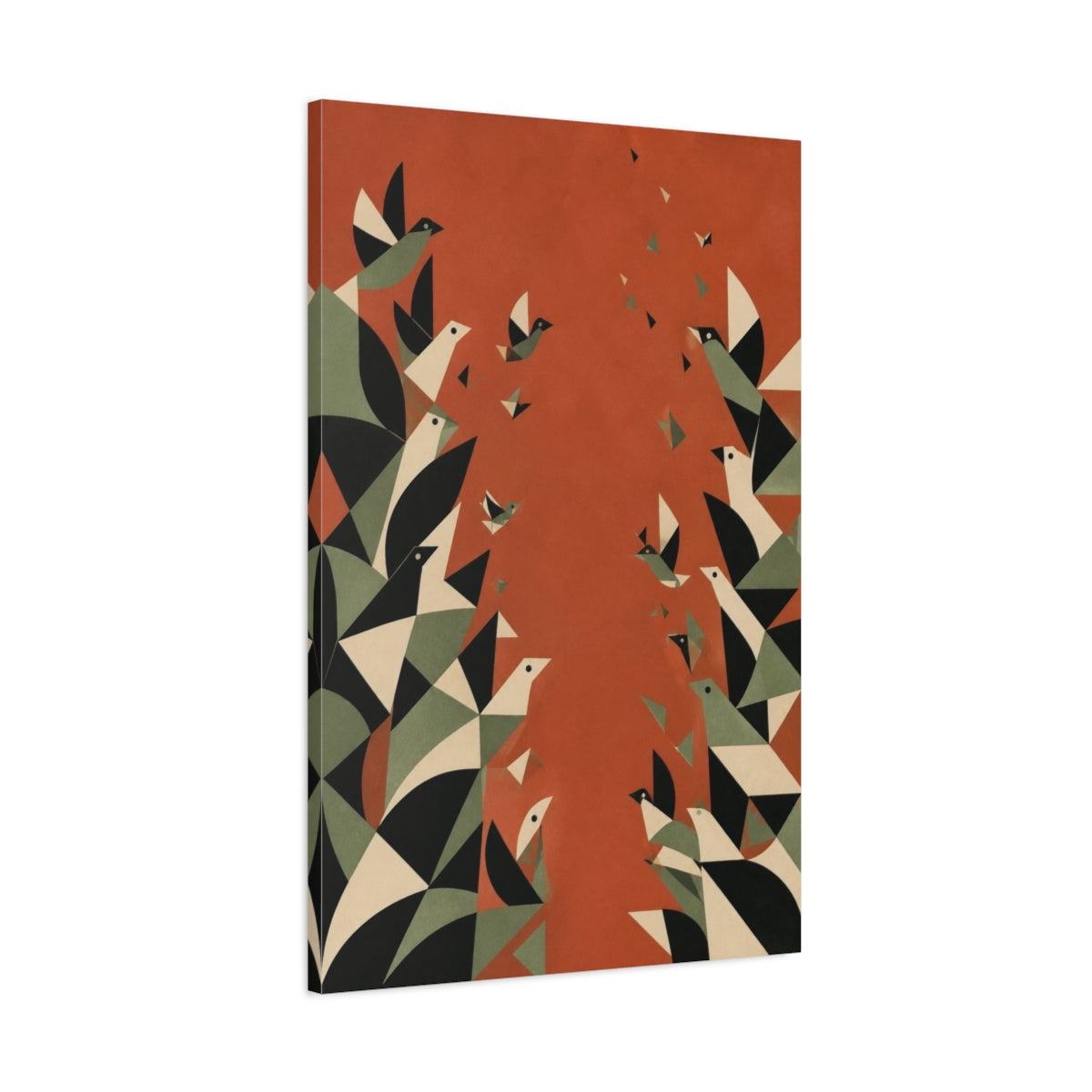 Main Mockup. Geometric Birds In Flight shown as canvas print