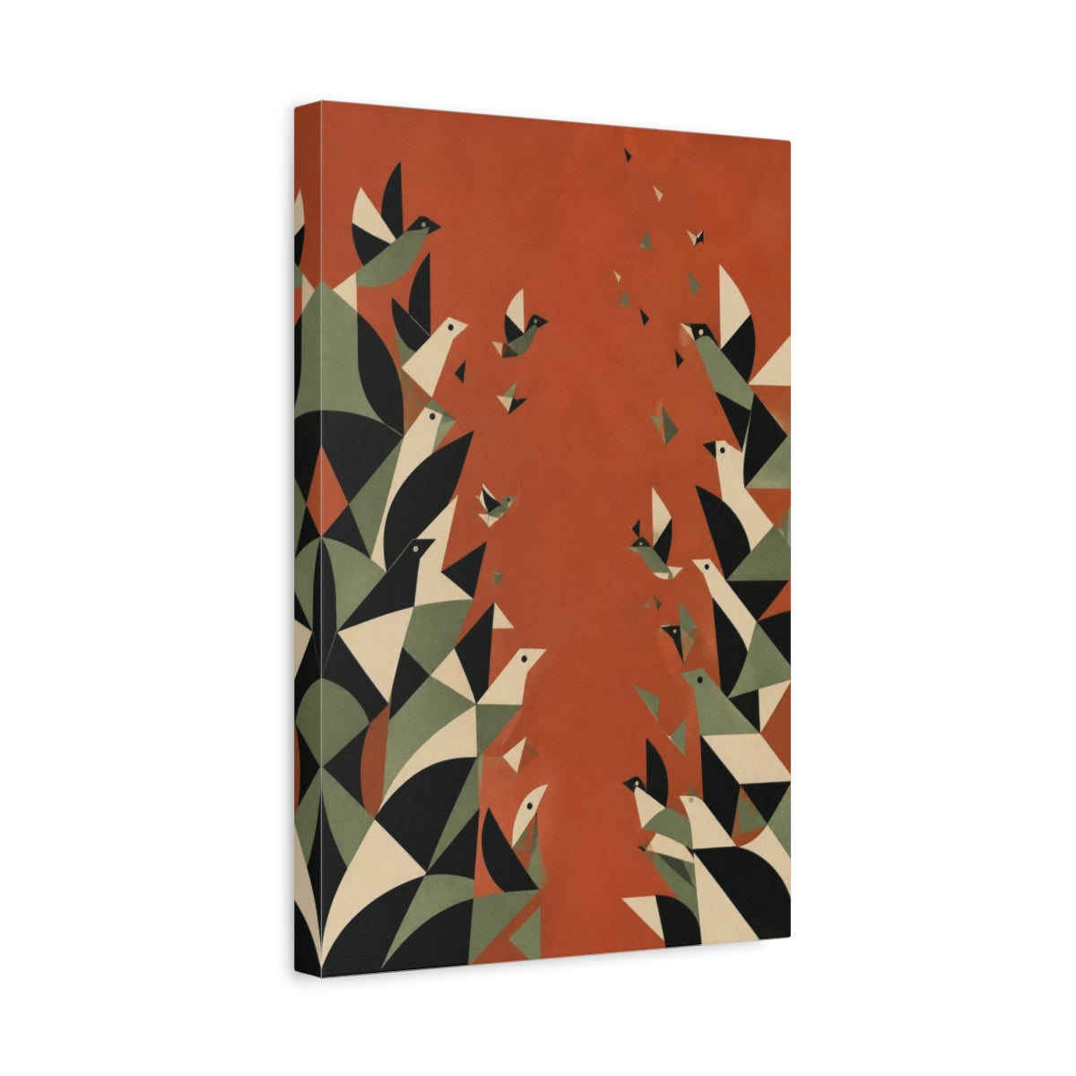 Side Mockup 4. Geometric Birds In Flight shown as canvas print