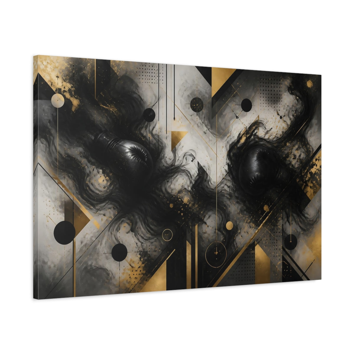 Main Mockup. Geometric Boxing Smoke shown as canvas print
