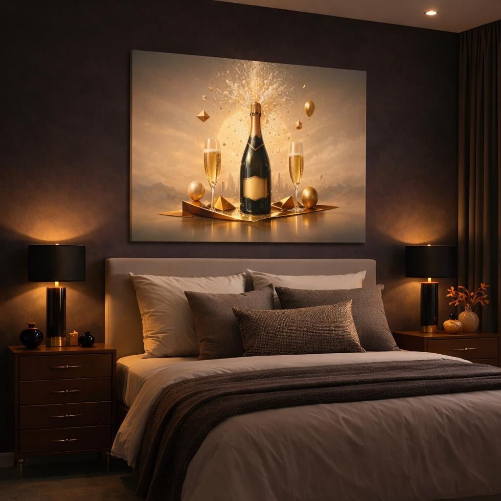 Geometric Champagne Pop Abstract - Canvas Wall Art Print - YesArtYes