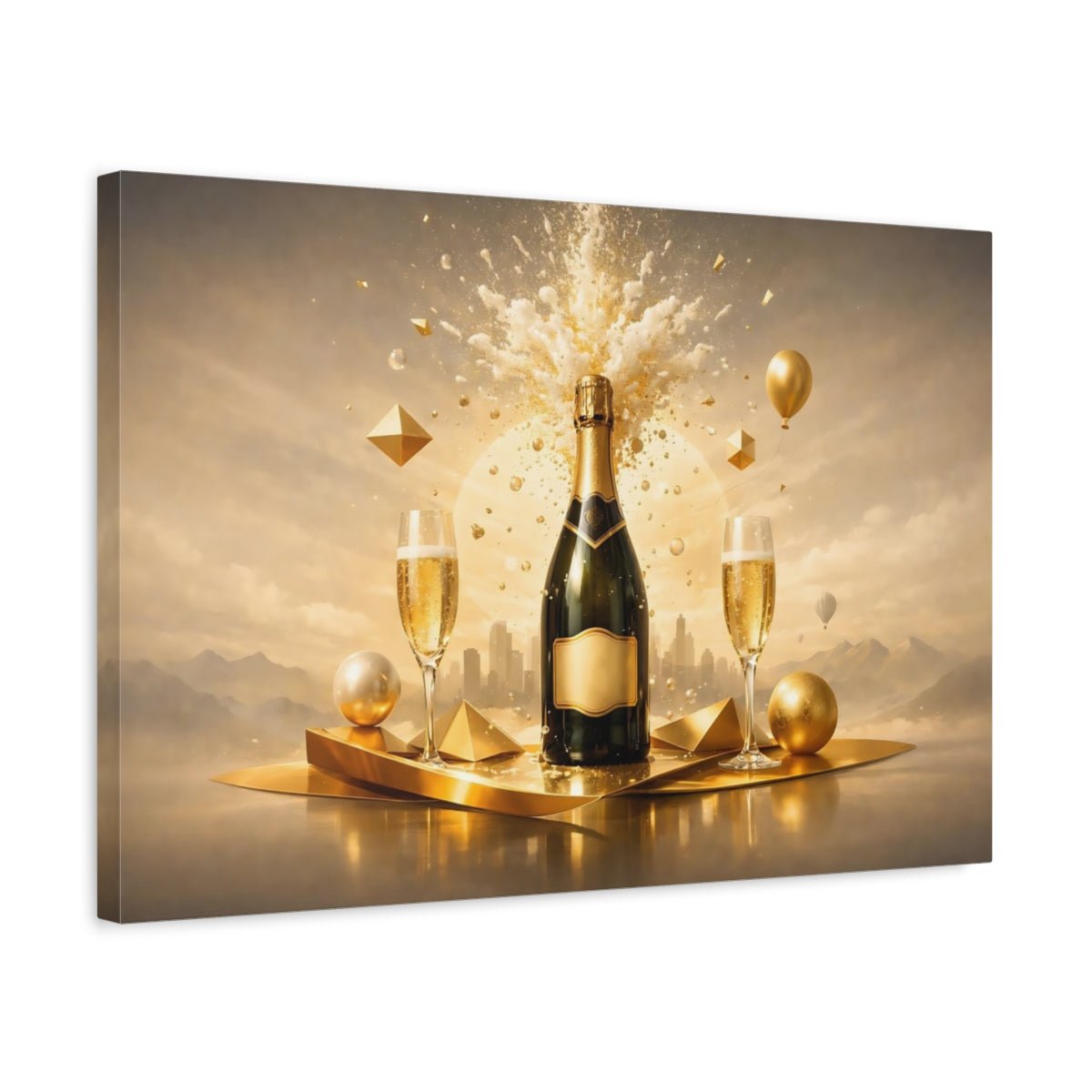 Geometric Champagne Pop Abstract - Canvas Wall Art Print - YesArtYes