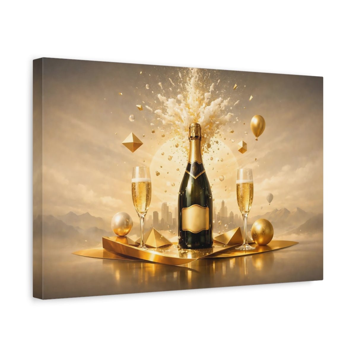 Geometric Champagne Pop Abstract - Canvas Wall Art Print - YesArtYes