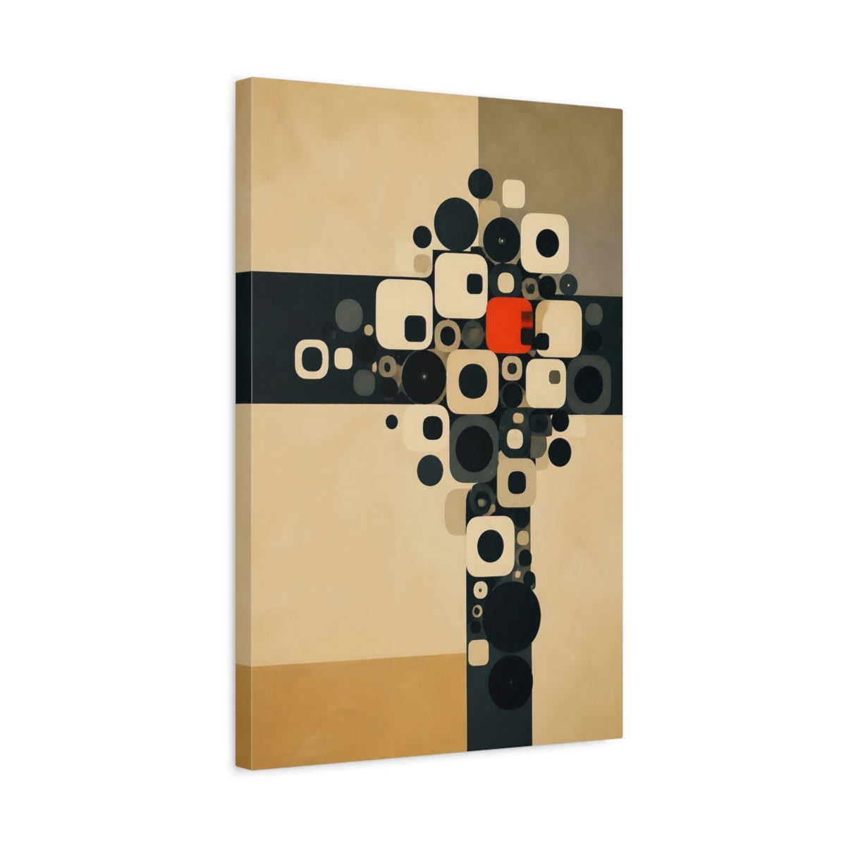 Side Mockup 3. Geometric Circle Cluster shown as canvas print