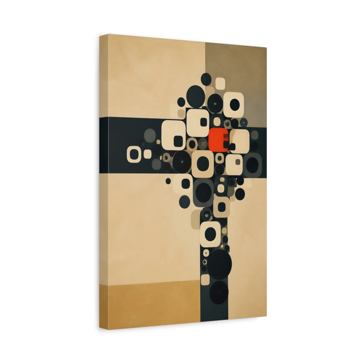 Side Mockup 4. Geometric Circle Cluster shown as canvas print