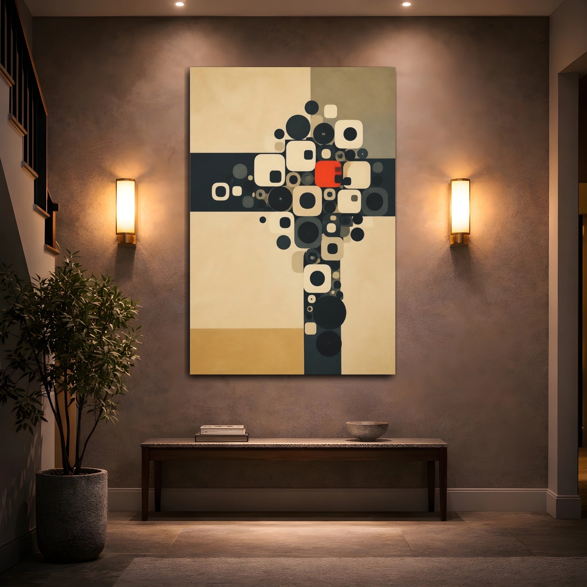 Mockup 2. Geometric Circle Cluster shown as canvas print