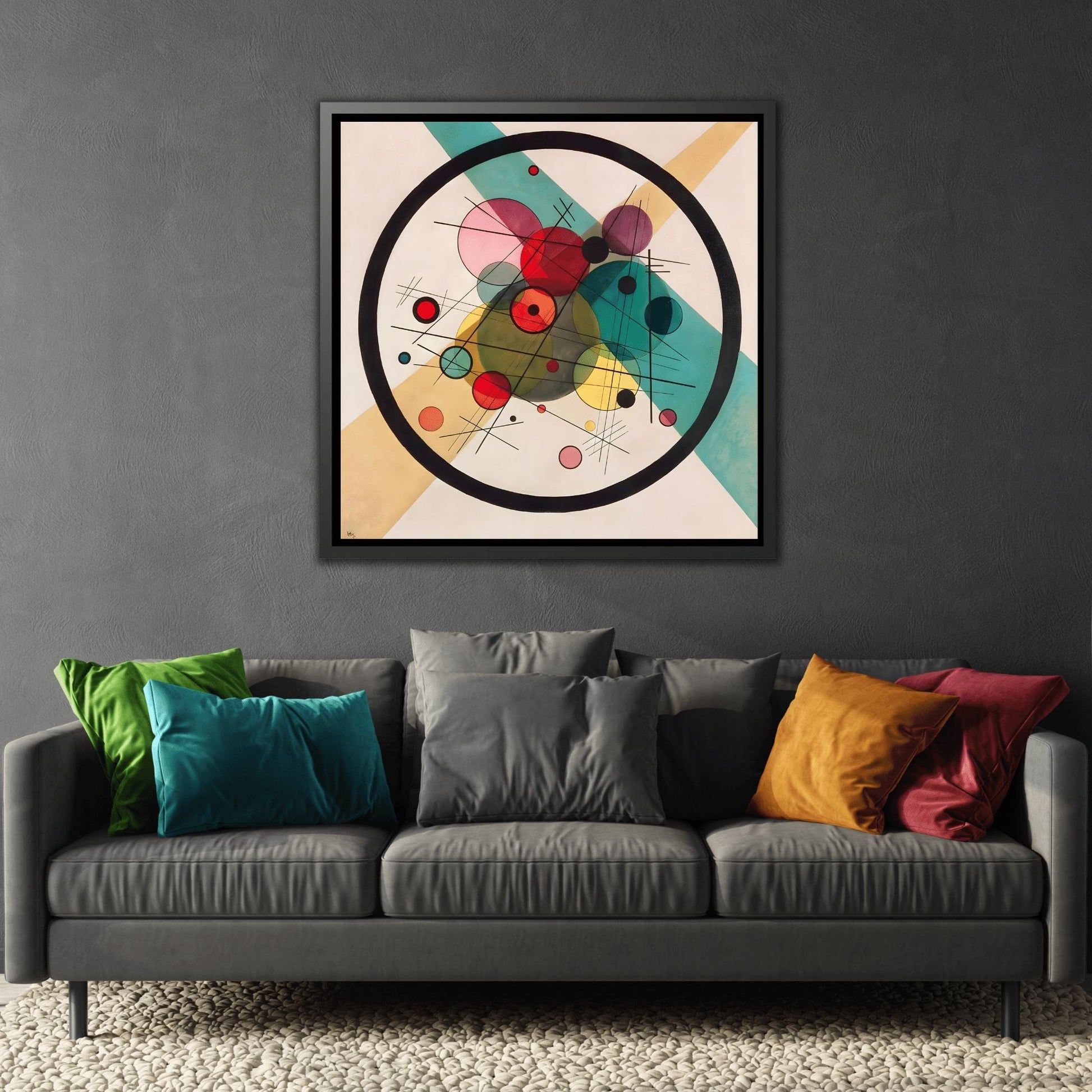 Geometric Expression Canvas Wall Art Print - Abstract Circles in a Circle Prints by Kandinsky