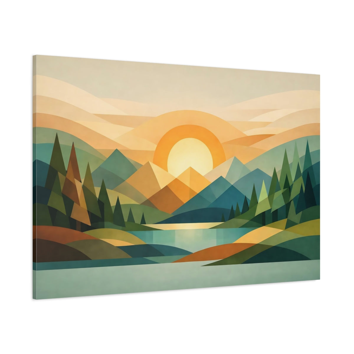 Geometric Forest shown as stretched canvas wall art