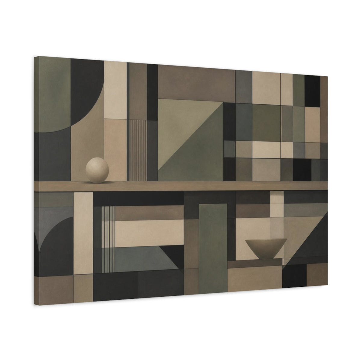 Main Mockup. Geometric Grid With Sphere shown as canvas print