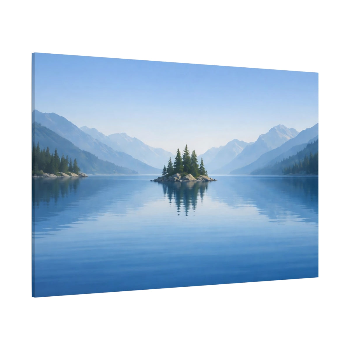 Geometric Lake Blue shown as stretched canvas wall art