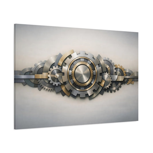 Geometric Metal Gear Wall Abstract - Canvas Wall Art Print - YesArtYes