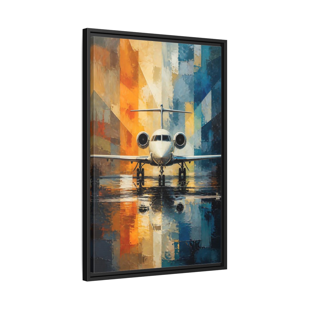 Side Mockup 14. Geometric Private Jet shown as framed canvas print