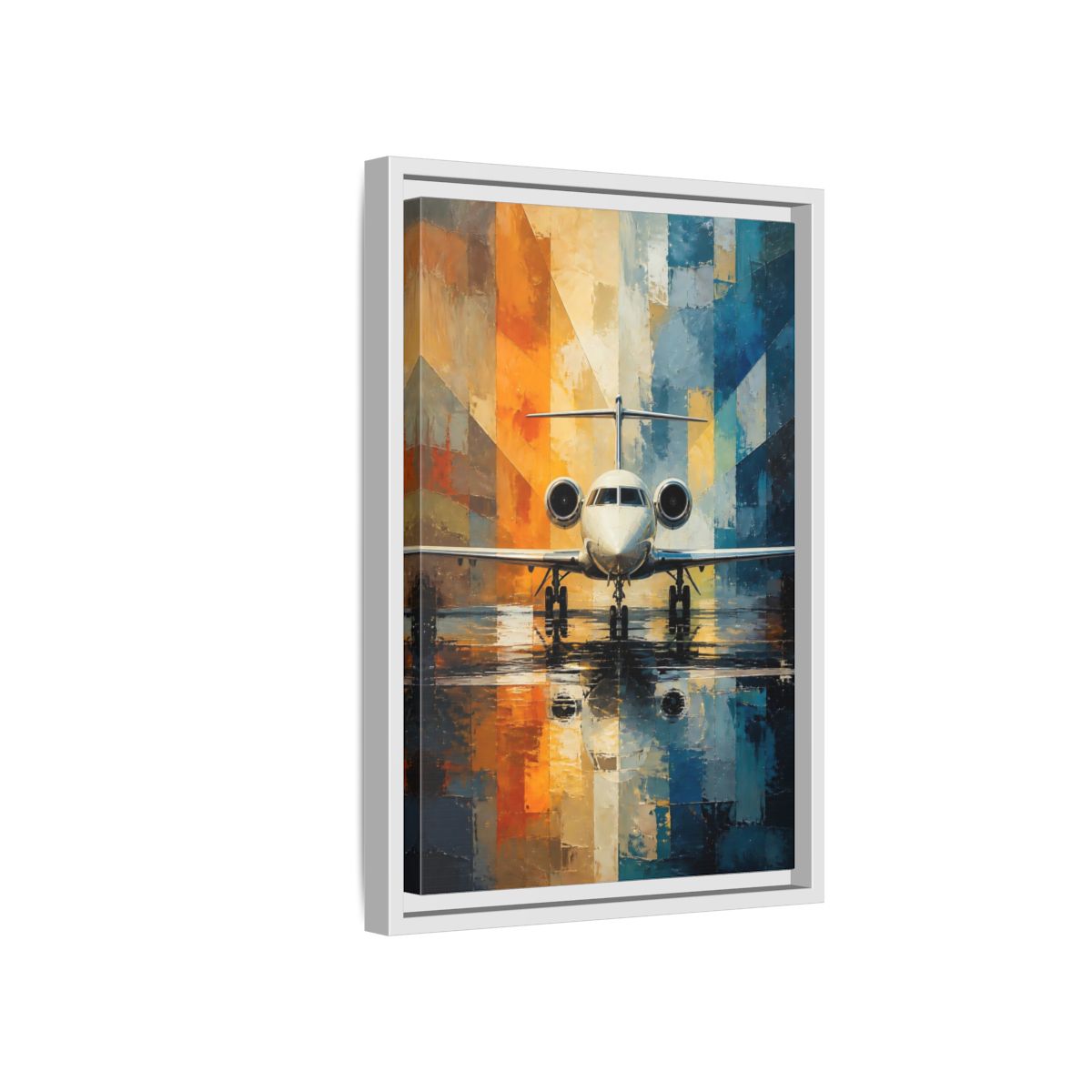 Side Mockup 4. Geometric Private Jet shown as framed canvas print