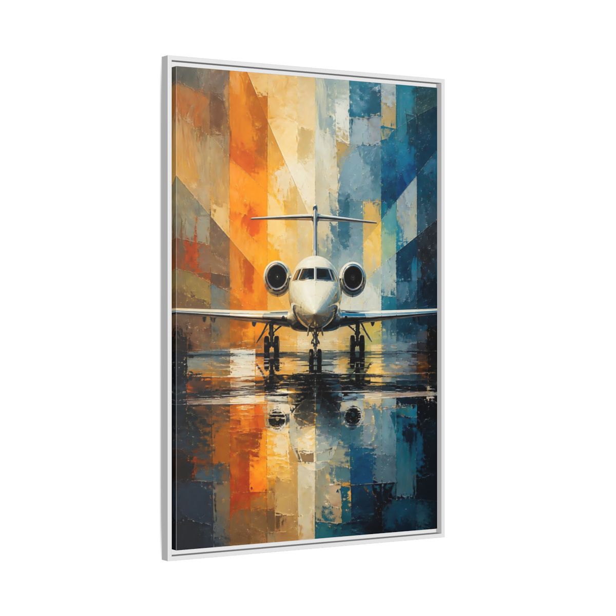 Side Mockup 7. Geometric Private Jet shown as framed canvas print