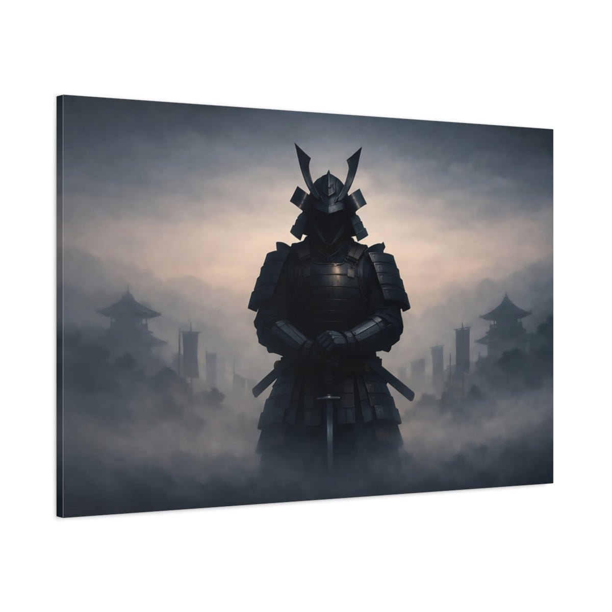 Geometric Samurai Armor Vintage - Canvas Wall Art Print - YesArtYes