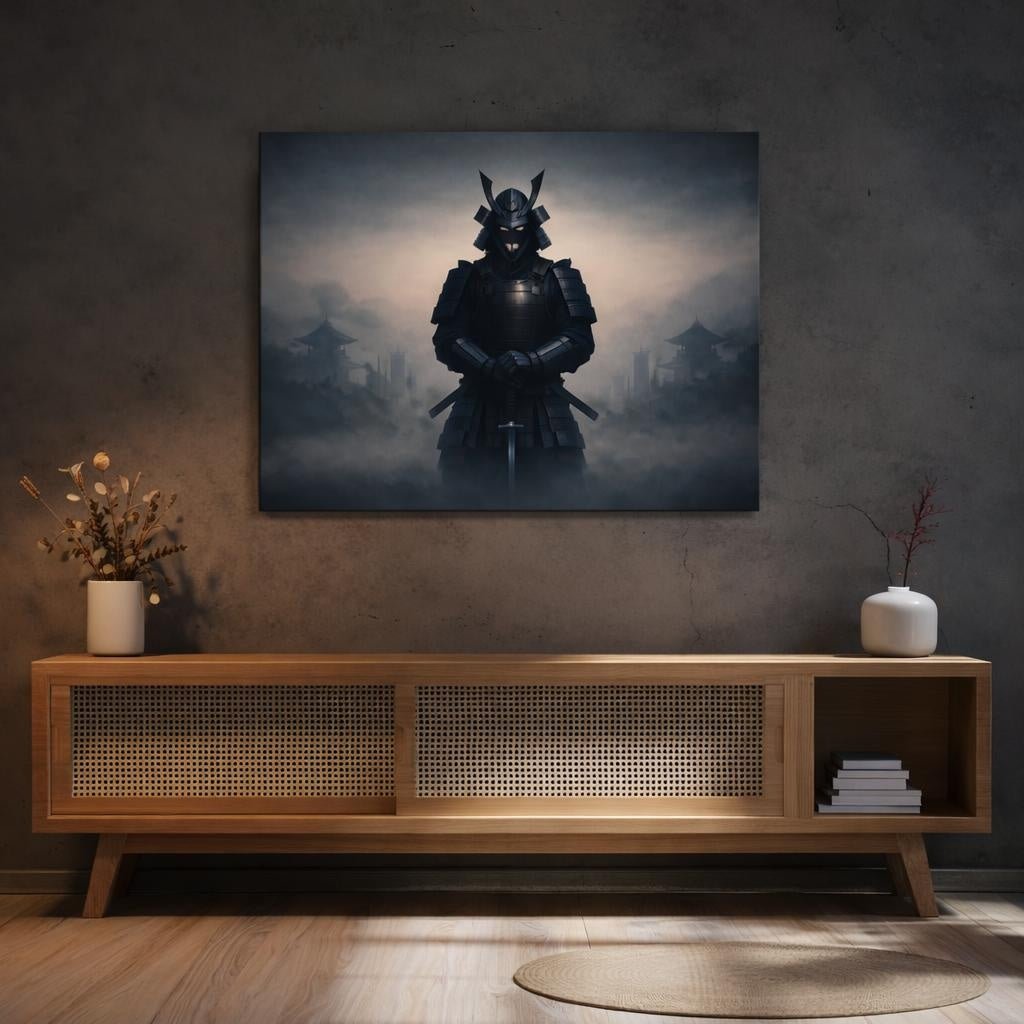 Geometric Samurai Armor Vintage - Canvas Wall Art Print - YesArtYes