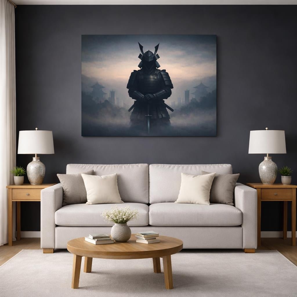 Geometric Samurai Armor Vintage - Canvas Wall Art Print - YesArtYes