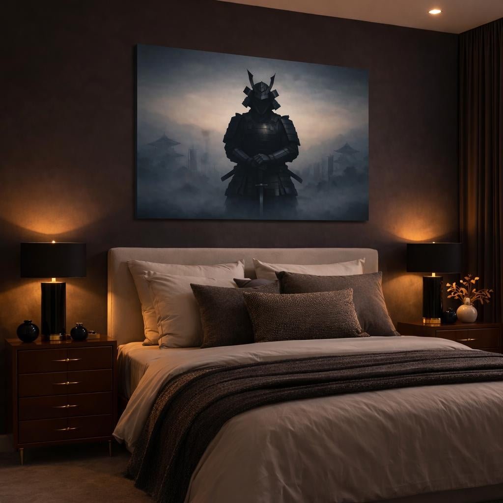 Geometric Samurai Armor Vintage - Canvas Wall Art Print - YesArtYes