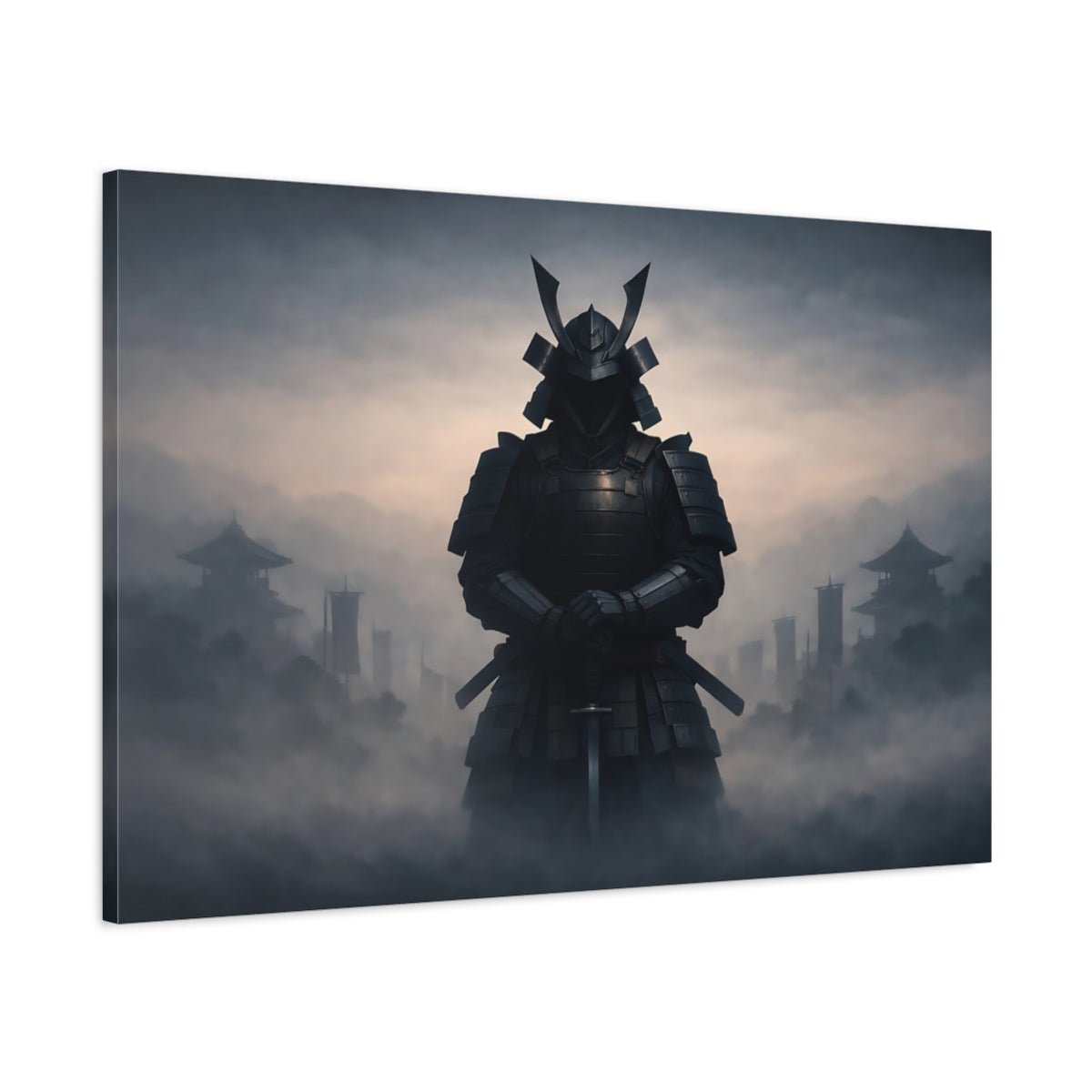 Geometric Samurai Armor Vintage - Canvas Wall Art Print - YesArtYes
