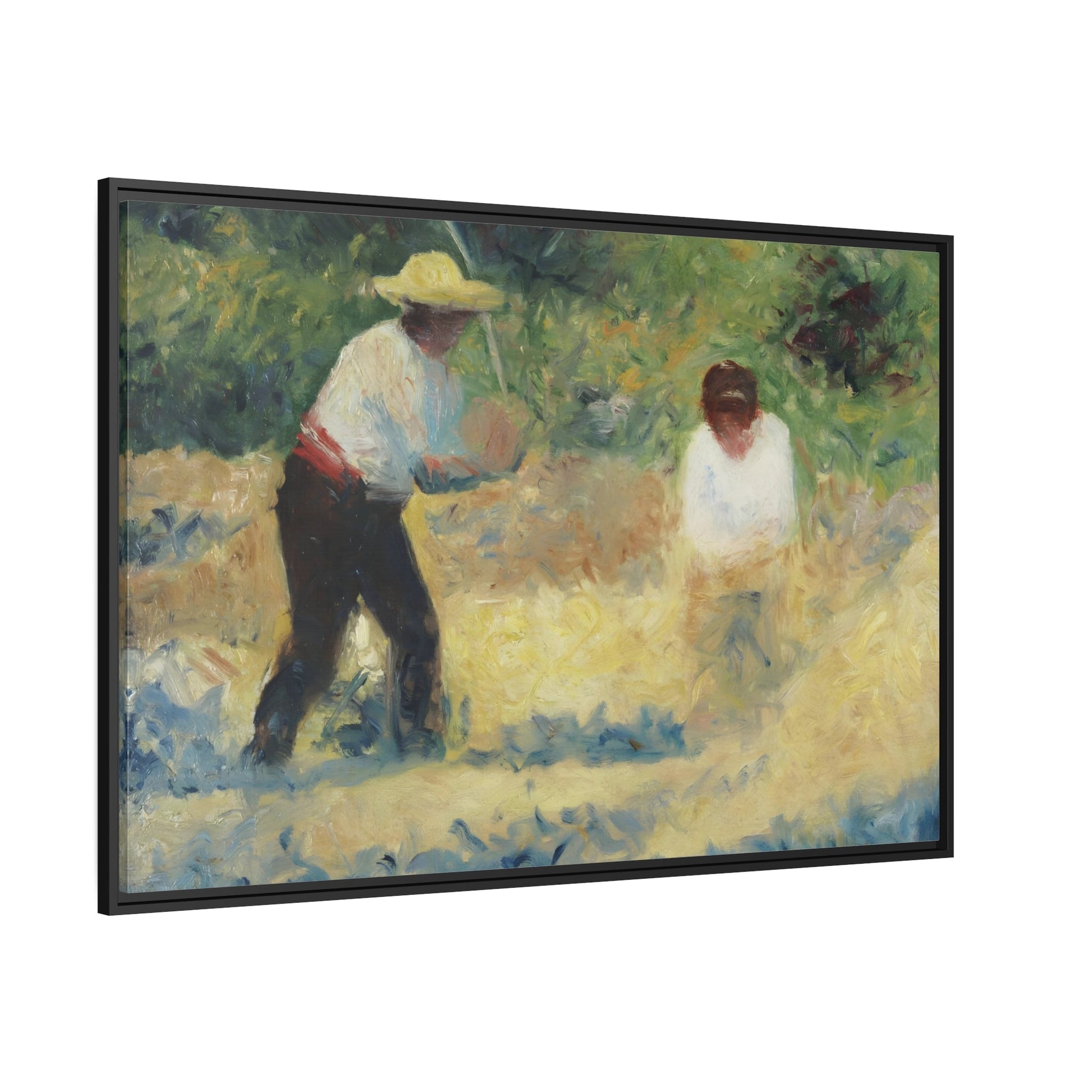 Georges Seurat The Pile of Stones - Framed Canvas Wall Art Print in Black Frame