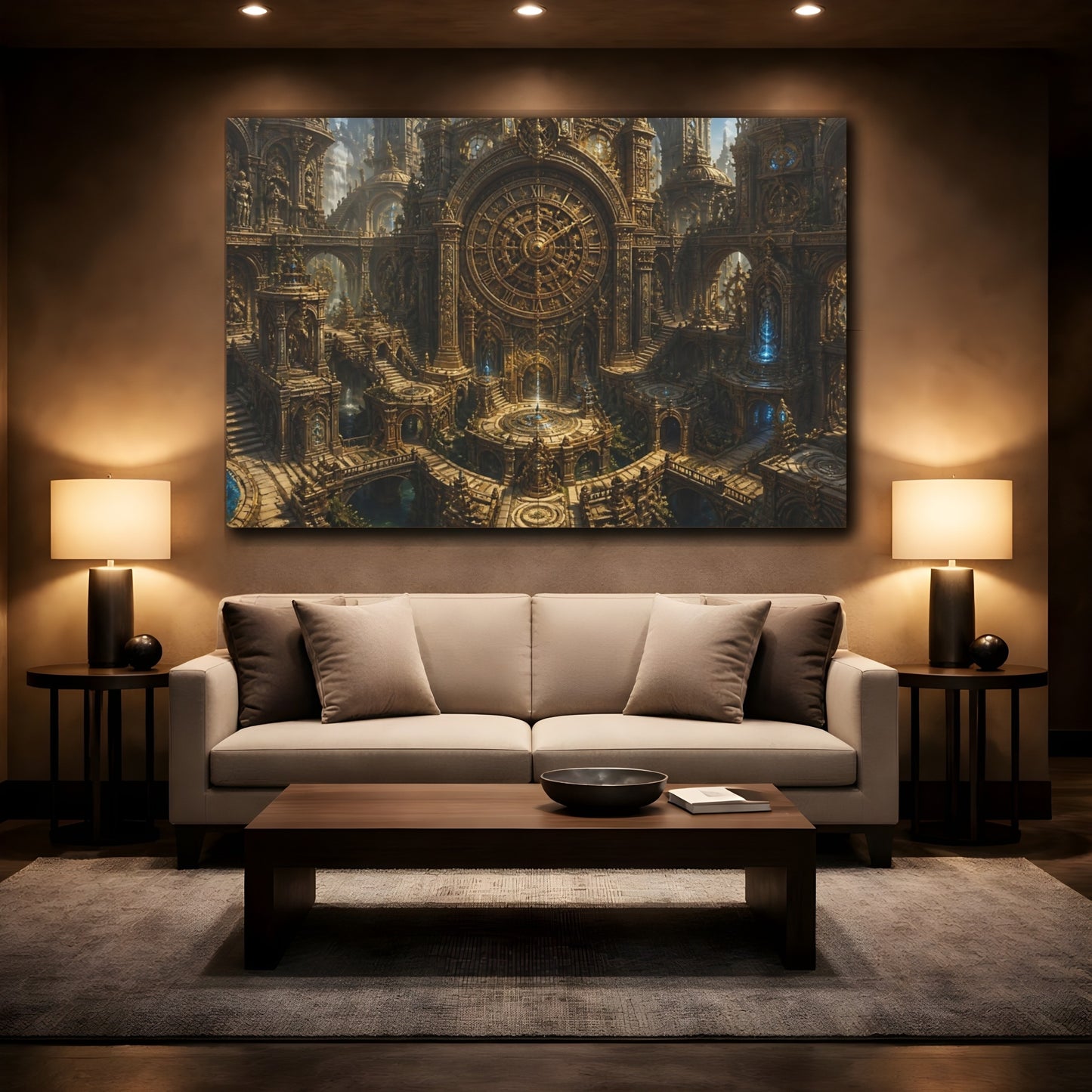 Mockup 2. Giant Clock Citadel shown as canvas print