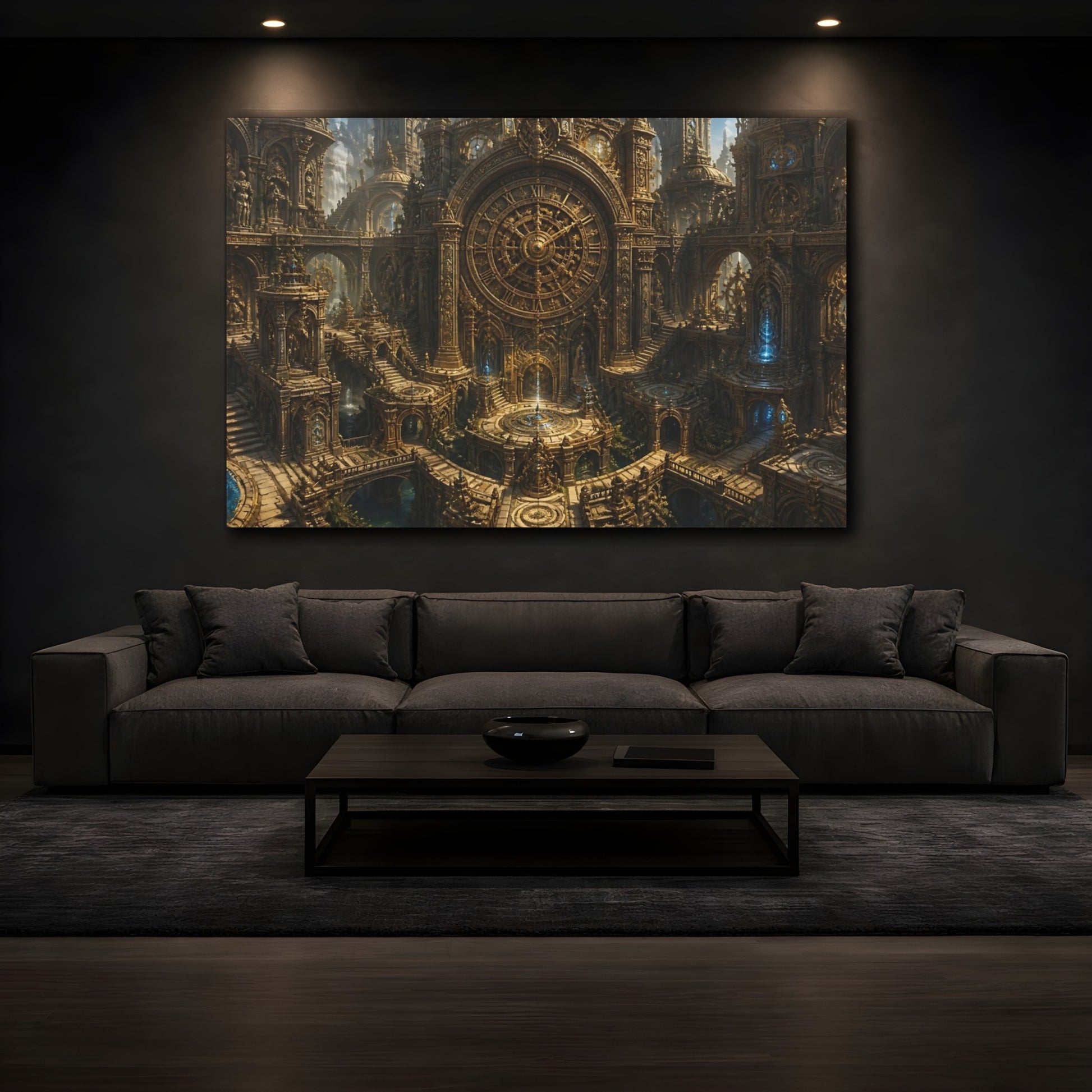Mockup 3. Giant Clock Citadel shown as canvas print