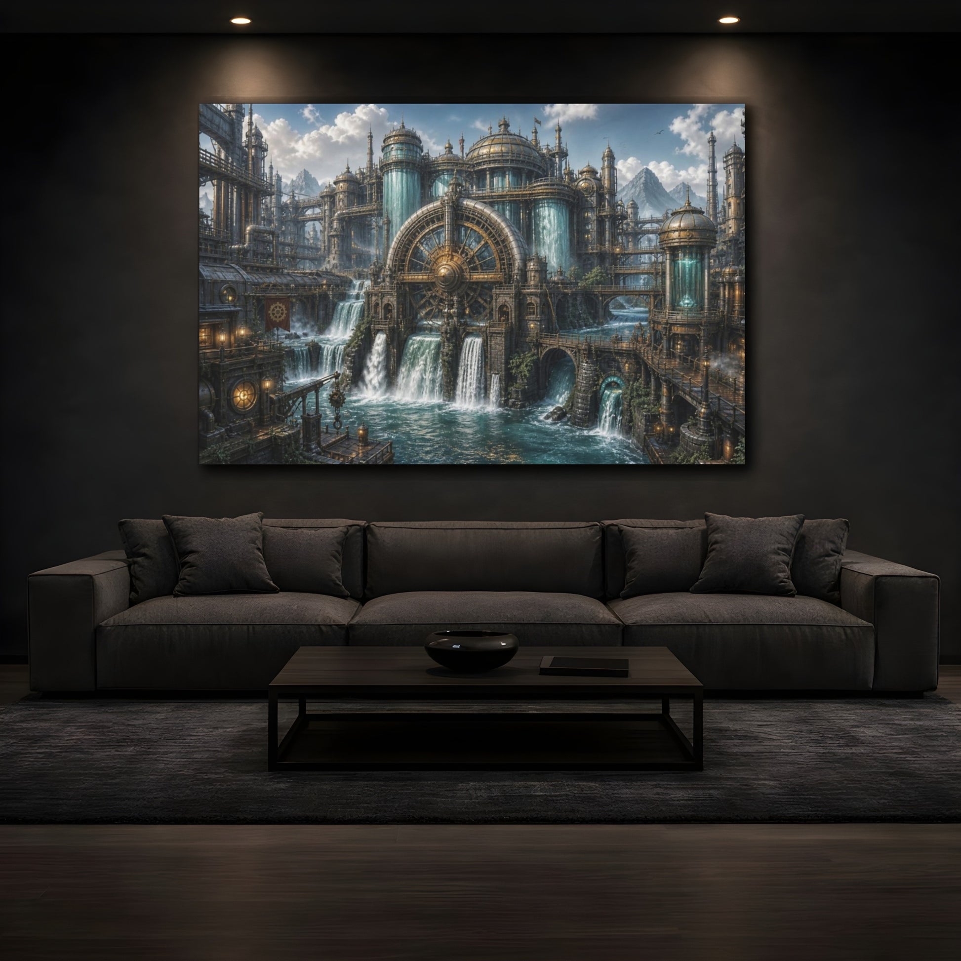 Mockup 3. Giant Steampunk Waterworks shown as canvas print