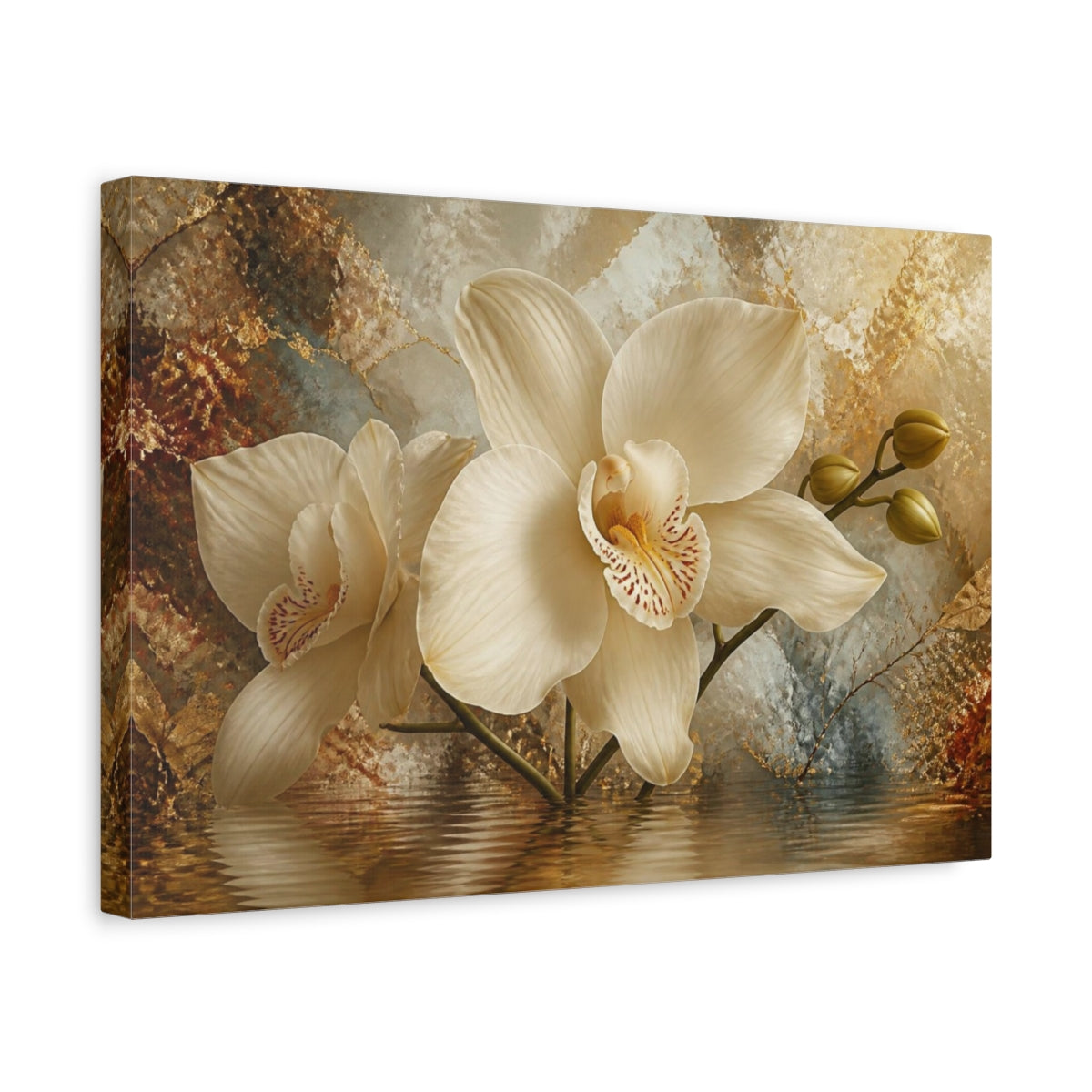 Side Mockup 4. Gigantic Cream Orchid shown as canvas print