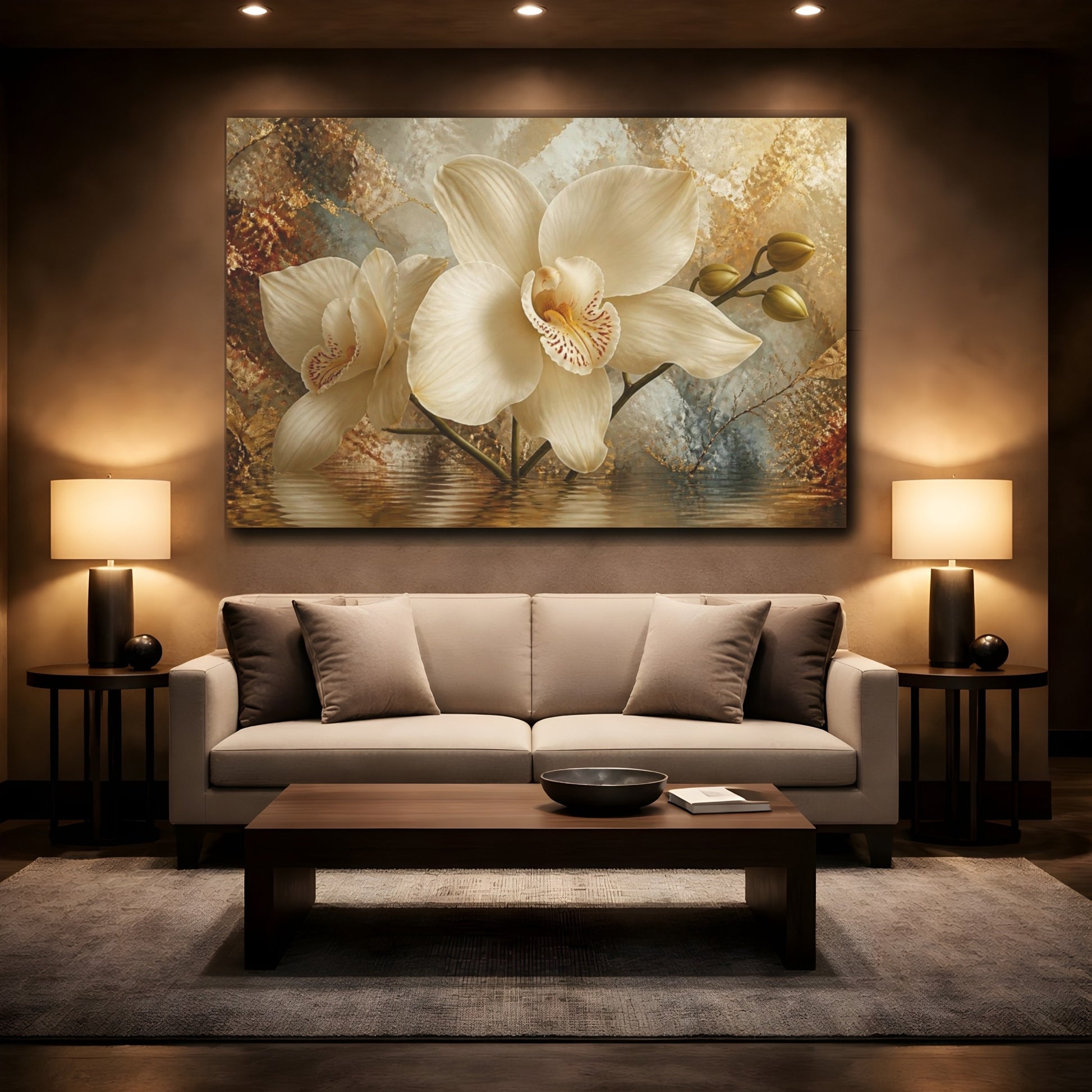 Mockup 2. Gigantic Cream Orchid shown as canvas print
