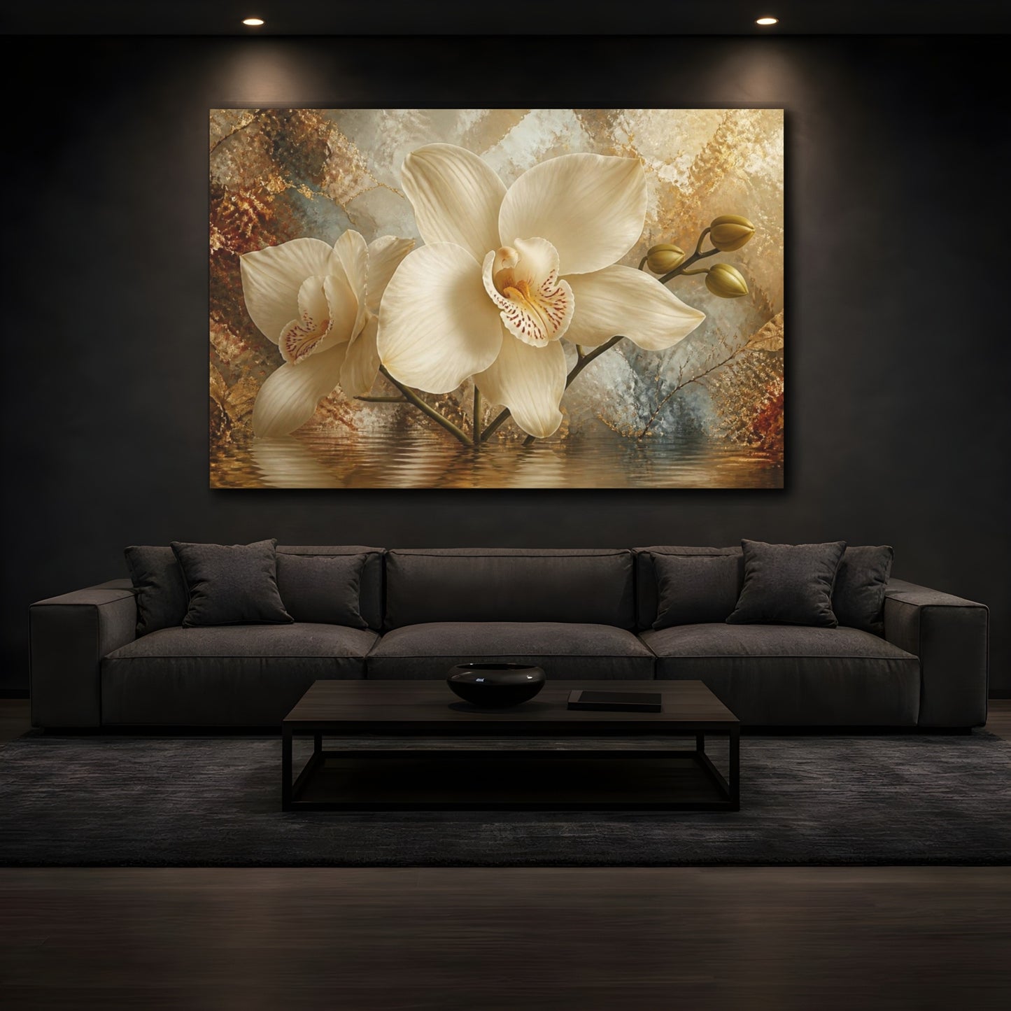 Mockup 3. Gigantic Cream Orchid shown as canvas print
