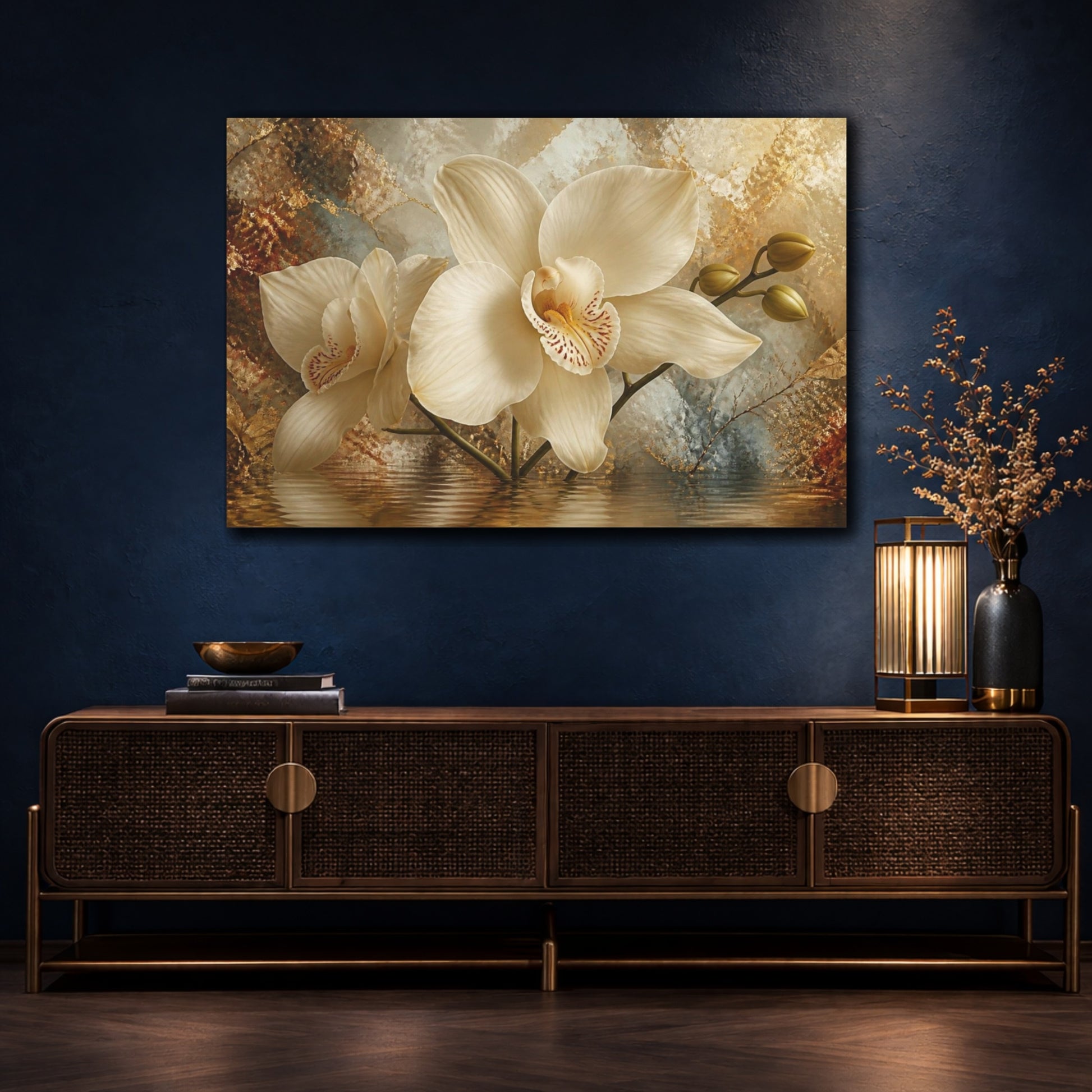 Mockup 4. Gigantic Cream Orchid shown as canvas print