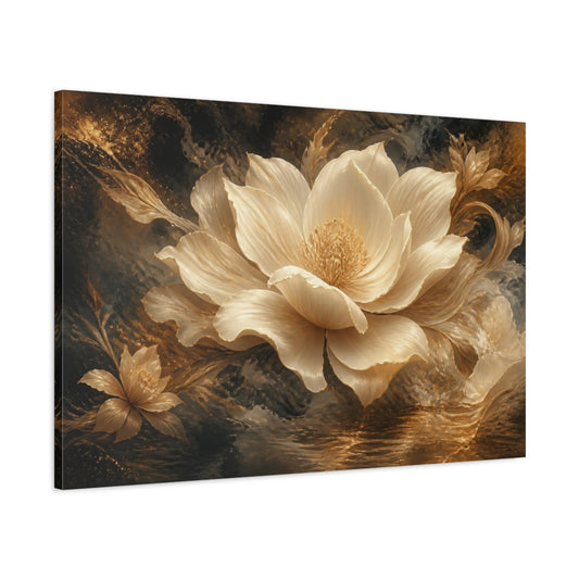 Main Mockup. Gilded Floral Bloom shown as canvas print