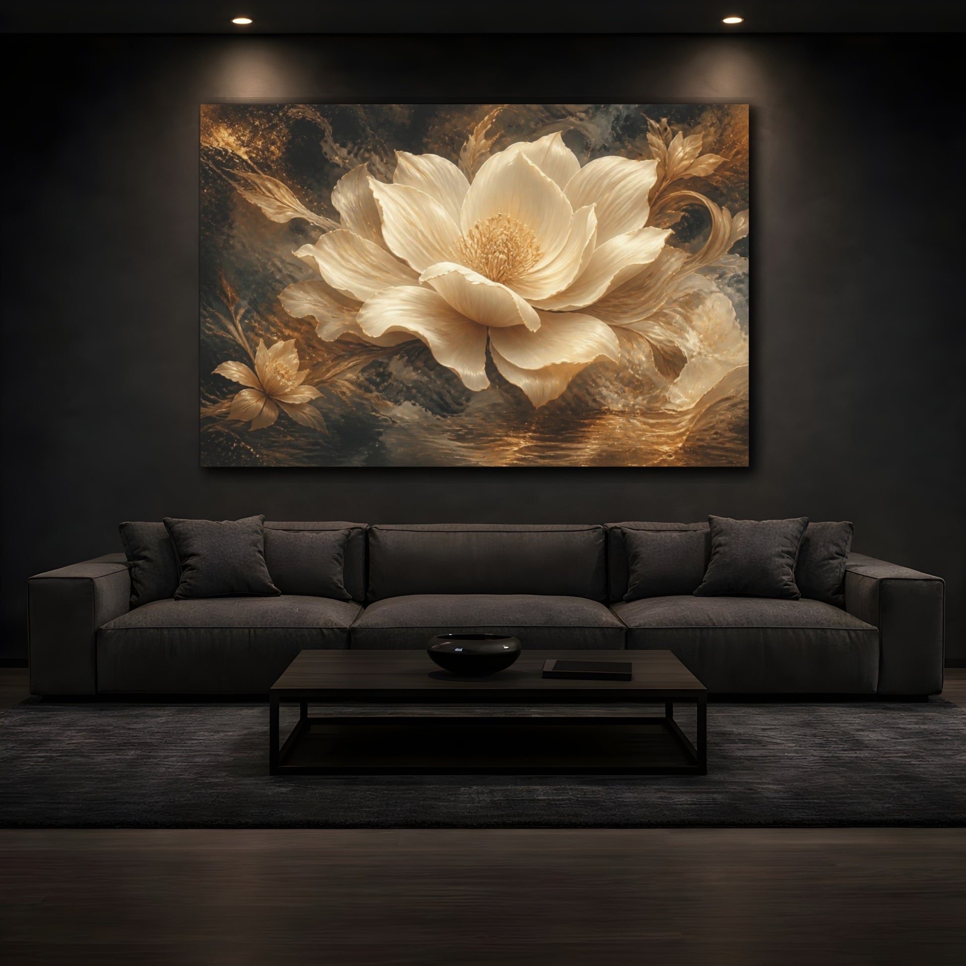 Mockup 3. Gilded Floral Bloom shown as canvas print