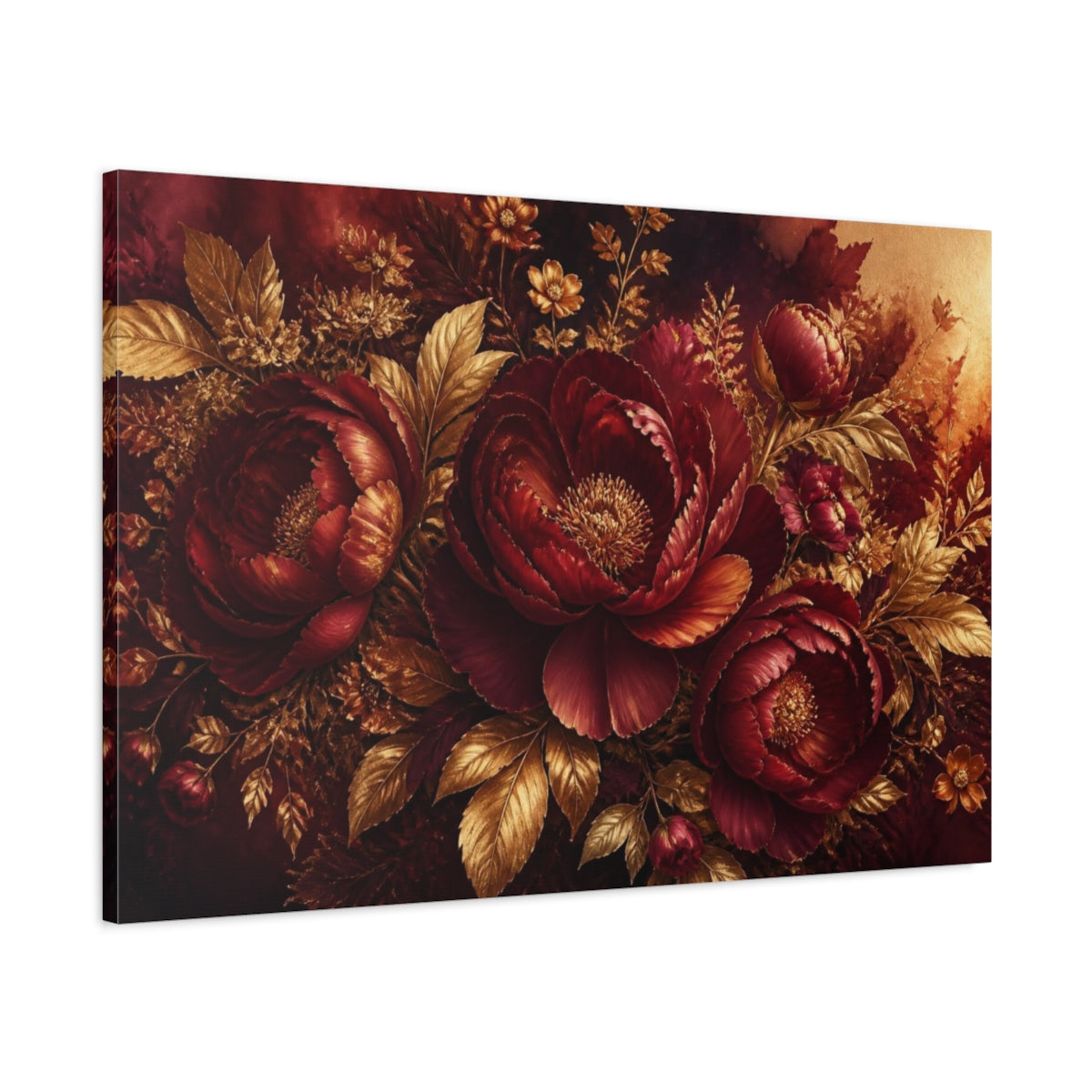 Main Mockup. Gilded Floral Peony shown as canvas print