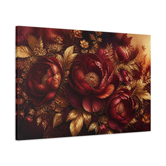 Main Mockup. Gilded Floral Peony shown as canvas print